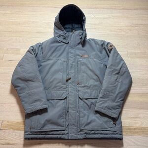 Vintage Columbia Marquam Peak Parka Men's Large Gray Insulated Hooded Faux Fur